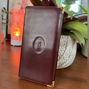 Vintage Cartier Burgundy Leather Long Wallet ~